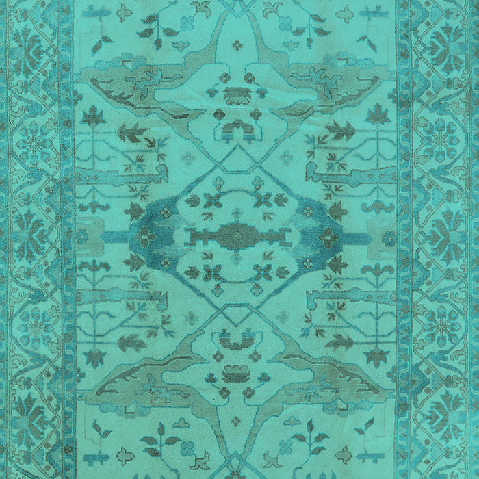 Machine Washable Oriental Turquoise Industrial Area Rugs, wshurb2876turq