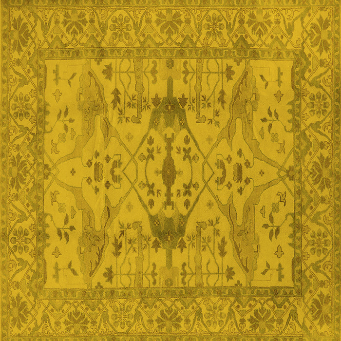 Square Machine Washable Oriental Yellow Industrial Rug, wshurb2876yw