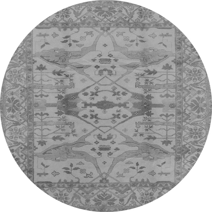 Round Machine Washable Oriental Gray Industrial Rug, wshurb2876gry