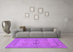 Machine Washable Oriental Purple Industrial Area Rugs in a Living Room, wshurb2876pur