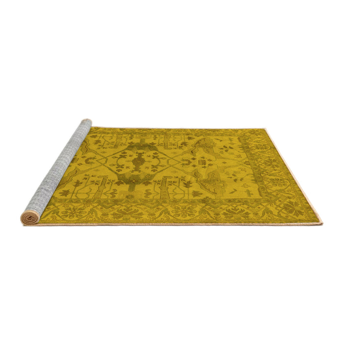 Sideview of Machine Washable Oriental Yellow Industrial Rug, wshurb2876yw