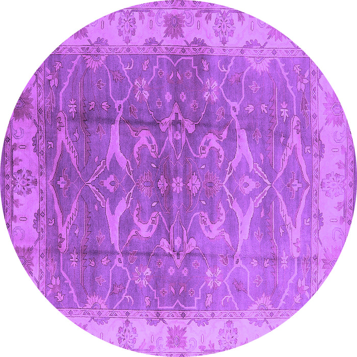 Round Machine Washable Oriental Purple Industrial Area Rugs, wshurb2877pur