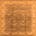 Square Machine Washable Oriental Orange Industrial Area Rugs, wshurb2877org