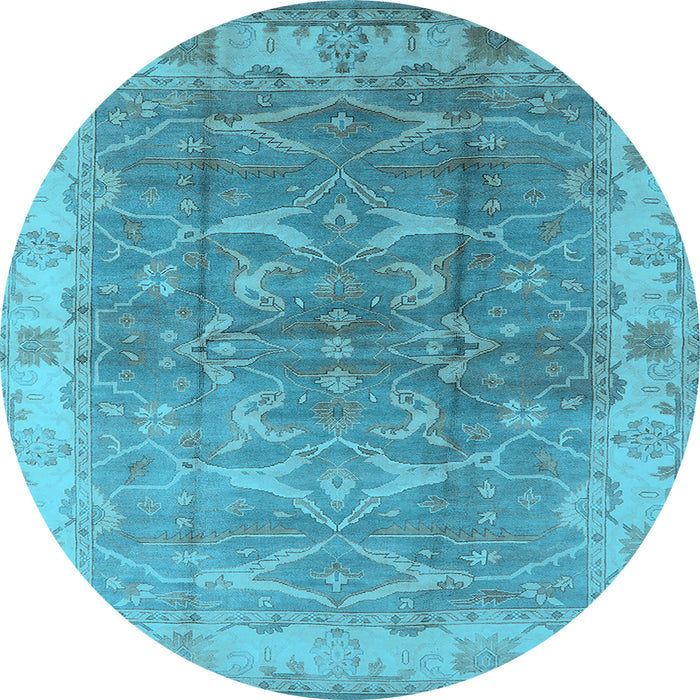 Round Oriental Light Blue Industrial Rug, urb2877lblu