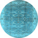 Round Oriental Light Blue Industrial Rug, urb2877lblu