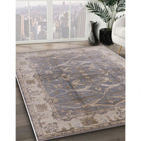 Mid-Century Modern Silver Pink Oriental Rug, urb2877