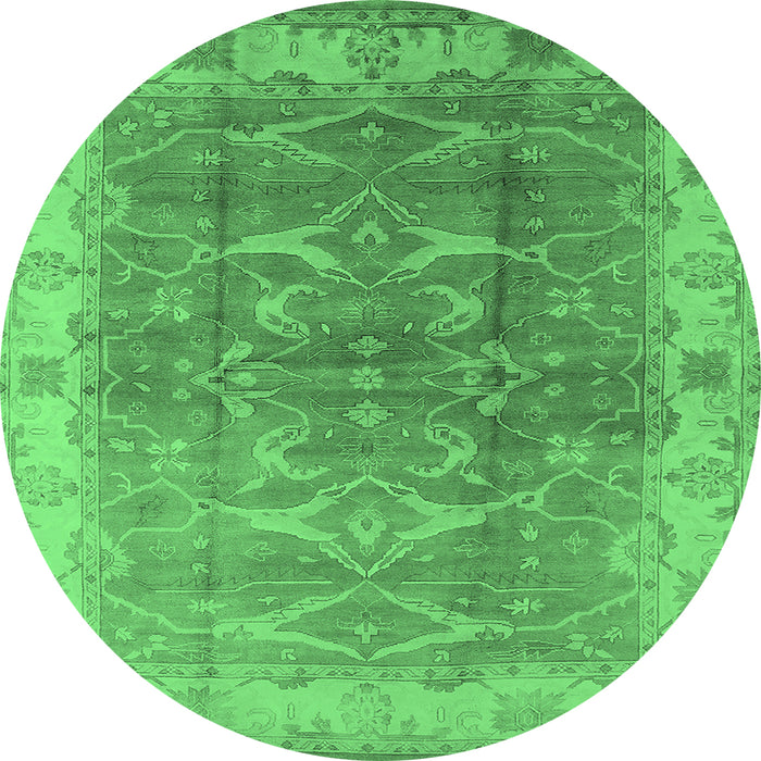 Round Oriental Emerald Green Industrial Rug, urb2877emgrn