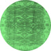 Round Oriental Emerald Green Industrial Rug, urb2877emgrn