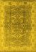 Machine Washable Oriental Yellow Industrial Rug, wshurb2877yw