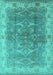 Machine Washable Oriental Turquoise Industrial Area Rugs, wshurb2877turq