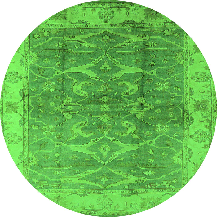 Round Oriental Green Industrial Rug, urb2877grn
