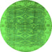 Round Oriental Green Industrial Rug, urb2877grn