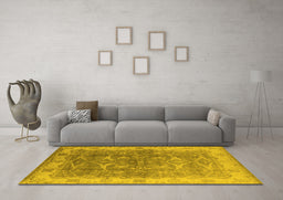 Machine Washable Oriental Yellow Industrial Rug in a Living Room, wshurb2877yw