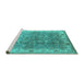 Sideview of Machine Washable Oriental Turquoise Industrial Area Rugs, wshurb2877turq