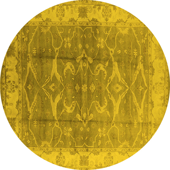 Round Oriental Yellow Industrial Rug, urb2877yw