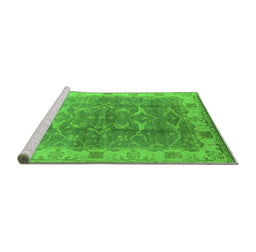 Sideview of Machine Washable Oriental Green Industrial Area Rugs, wshurb2877grn