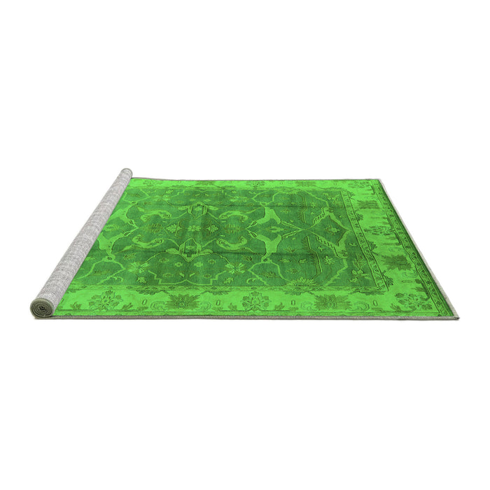 Sideview of Machine Washable Oriental Green Industrial Area Rugs, wshurb2877grn