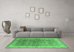 Machine Washable Oriental Emerald Green Industrial Area Rugs in a Living Room,, wshurb2877emgrn
