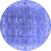 Round Oriental Blue Industrial Rug, urb2877blu