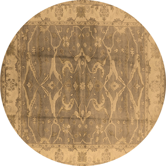 Round Machine Washable Oriental Brown Industrial Rug, wshurb2877brn