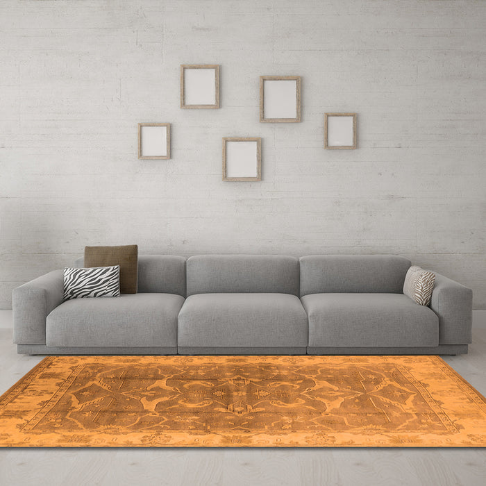 Machine Washable Oriental Orange Industrial Area Rugs in a Living Room, wshurb2877org