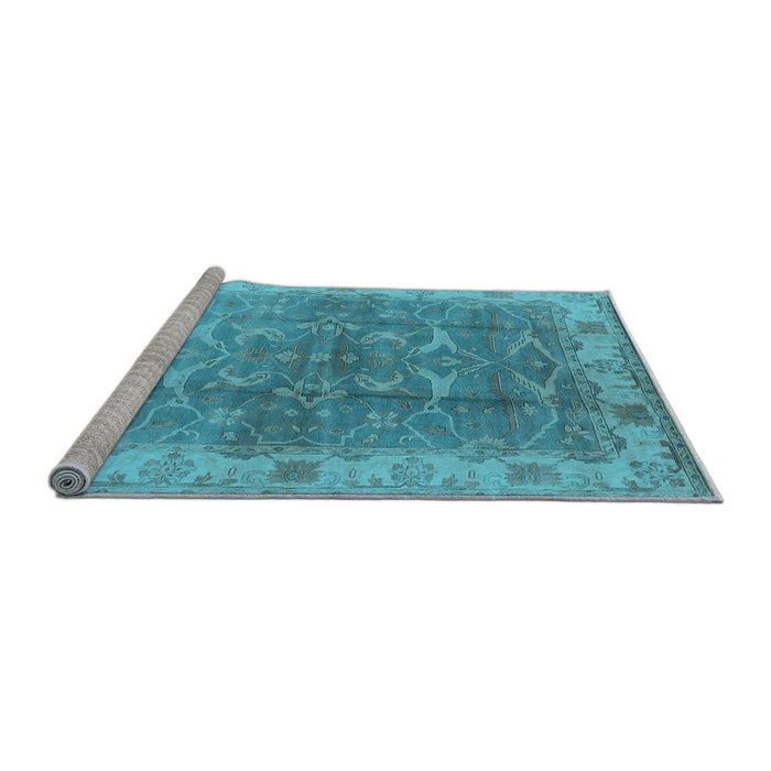 Sideview of Machine Washable Oriental Light Blue Industrial Rug, wshurb2877lblu