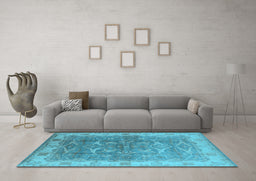 Machine Washable Oriental Light Blue Industrial Rug in a Living Room, wshurb2877lblu