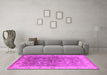 Machine Washable Oriental Pink Industrial Rug in a Living Room, wshurb2877pnk
