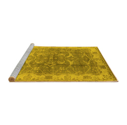 Sideview of Machine Washable Oriental Yellow Industrial Rug, wshurb2877yw