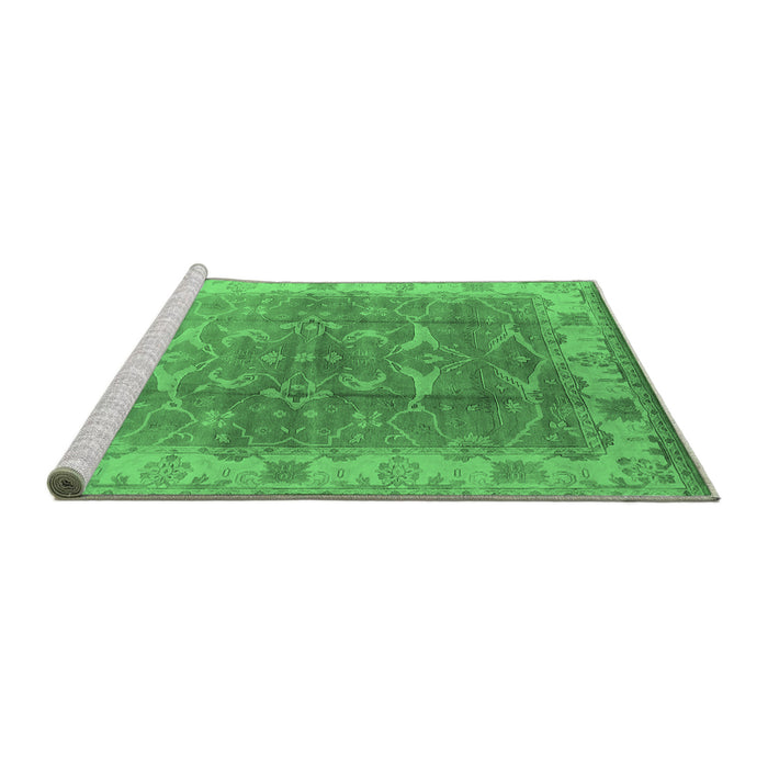 Sideview of Machine Washable Oriental Emerald Green Industrial Area Rugs, wshurb2877emgrn