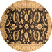 Round Machine Washable Oriental Brown Traditional Rug, wshurb2878brn