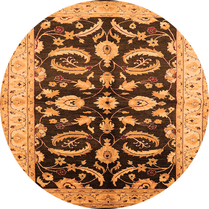 Round Oriental Orange Traditional Rug, urb2878org