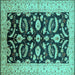 Square Machine Washable Oriental Turquoise Traditional Area Rugs, wshurb2878turq