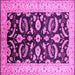 Square Machine Washable Oriental Pink Traditional Rug, wshurb2878pnk