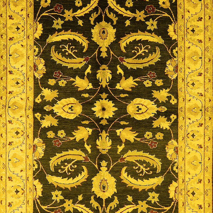 Machine Washable Oriental Yellow Traditional Rug, wshurb2878yw