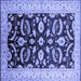 Square Machine Washable Oriental Blue Traditional Rug, wshurb2878blu