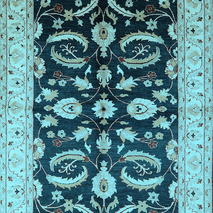 Machine Washable Oriental Light Blue Traditional Rug, wshurb2878lblu