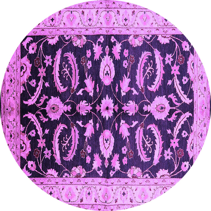 Round Oriental Purple Traditional Rug, urb2878pur