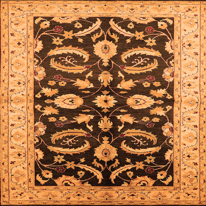 Square Oriental Orange Traditional Rug, urb2878org