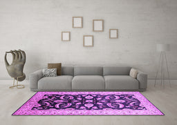 Machine Washable Oriental Purple Traditional Area Rugs in a Living Room, wshurb2878pur