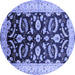 Round Machine Washable Oriental Blue Traditional Rug, wshurb2878blu