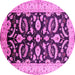 Round Oriental Pink Traditional Rug, urb2878pnk