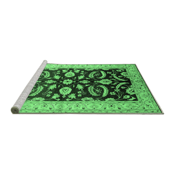 Sideview of Machine Washable Oriental Emerald Green Traditional Area Rugs, wshurb2878emgrn