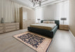 Mid-Century Modern Brown Oriental Rug in a Bedroom, urb2878