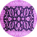 Round Machine Washable Oriental Purple Traditional Area Rugs, wshurb2878pur