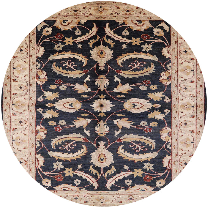Round Mid-Century Modern Brown Oriental Rug, urb2878