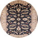 Round Mid-Century Modern Brown Oriental Rug, urb2878