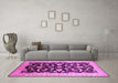 Machine Washable Oriental Pink Traditional Rug in a Living Room, wshurb2878pnk