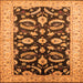 Square Machine Washable Oriental Orange Traditional Area Rugs, wshurb2878org