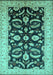 Machine Washable Oriental Turquoise Traditional Area Rugs, wshurb2878turq